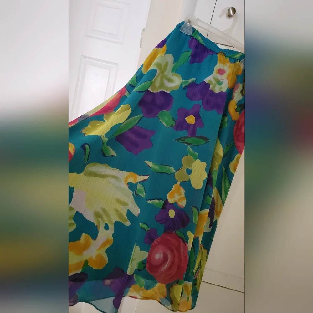 Coldwater Creek Floral Watercolor Lined Skirt PL - LIKE NEW! - Picture 3 of 6